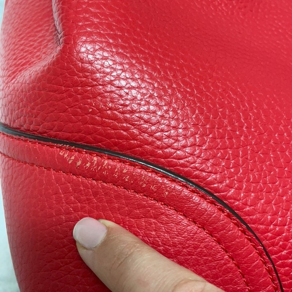 Ralph Lauren Leather shoulder bag Red with gold charm. - Picture 8 of 8